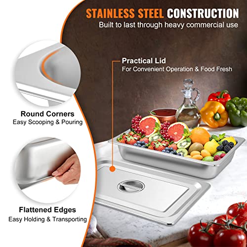 Vevor FULL SIZE PAN WITH LID 4 Pack Hotel Pan 3.7 Inch Deep Steam Table Pan Full Size thumb #2
