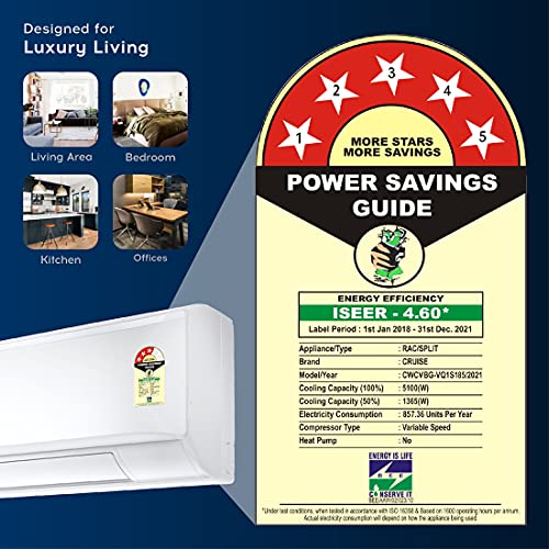 Image of 1.5 Ton 5 Star Dual Inverter Split AC with 7-Stage Air Filtration (100% Copper, Convertible 4-in-1, PM2.5 Filter, 2022 Model, CWCVBG-VQ1S185, White)