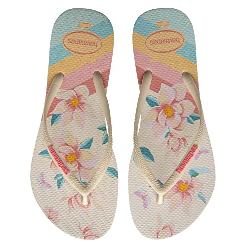 Chinelo Slim Floral, Havaianas, Feminino, Bege Palha, 35/36