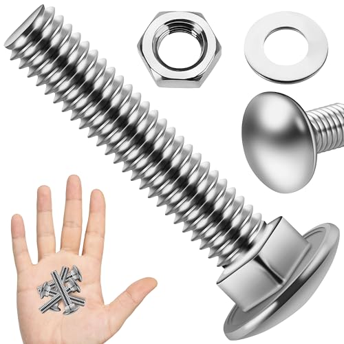 Image of (20 Sets) 1 /4-20 x 1-1 /2 Carriage Bolts with Nuts and Washers, 304 Stainless Steel Round Head Square Neck 1 /4 Carriage Bolts Screws, Full Thread for Outdoor