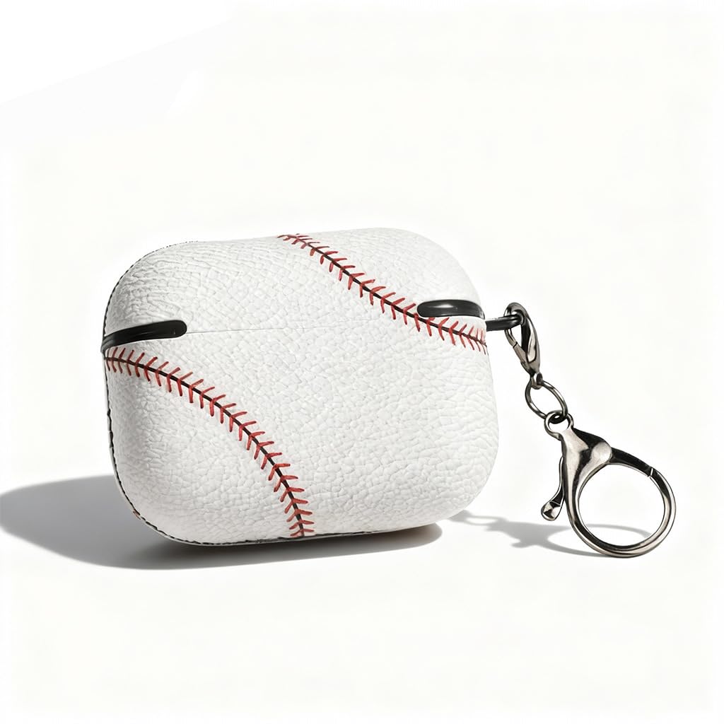 for AirPods Pro 2 Case Leather, Crazy Horse Airpods Pro Soft PU Leather Case Cover with Keychain,for Apple Airpod Pros 2nd Generation 2023 2022/AirPods Pro 2/1 Gen for Man Women((Baseball-03)