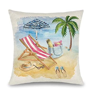 Binfemcy Summer Beach Pillow Covers Hawaii Tropical Decorative Throw Pillows Coconut Palm Tree Nautical Cushion Case for… 51U7TNMgJCL. SS400