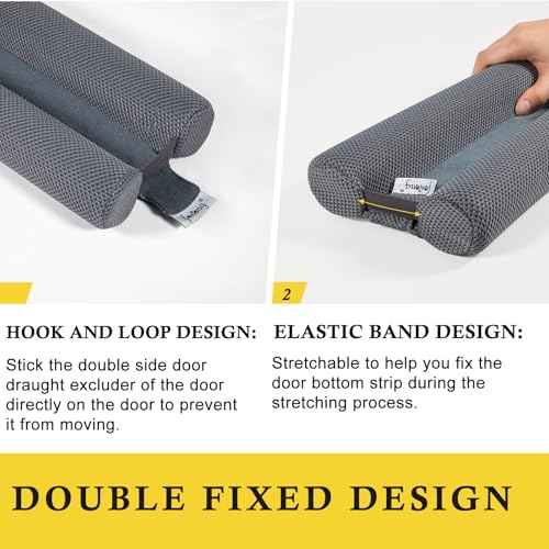 fowong Under Door Draught Excluder,88cm Double Side Draught Excluder for Bottom of Doors Under Door Seal Reduce Noise Draft Excluder Cushion Grey - Image 3