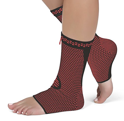 Rimsports Plantar Fasciitis Ankle Brace Ideal Ankle Compression Sleeve For Ankle Support Achilles Tendon Support - Provides Superior Ankle Support -Best Brace Compression Ankle Sleeve (Red, L) #TOP7