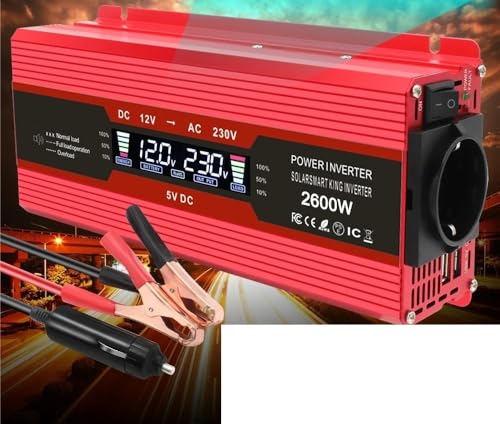 Batterie faible en voyage? Onduleur voiture 2600W LCD DC12V AC220V pour charger