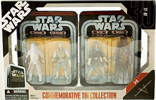 Star Wars Episode V 5 Collectible Tin Action Figure Set THE EMPIRE STRIKES BACK with 4 Action Figures: Snowtrooper, Luke Hoth, Han Hoth & Chewbacca...