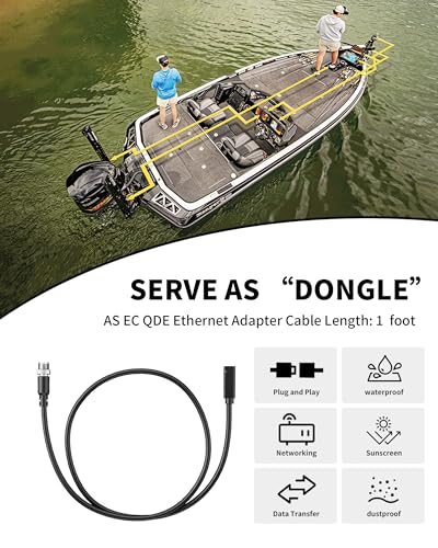 Image of Ethernet Cable for Humminbird Fish Finders 720074-1 AS EC QDE for Humminbird Helix 15, 12, 10, 9, 8 & 7 G2N, G3N, G4N Models, 5-Pin to 8-Pin, 1.6FT