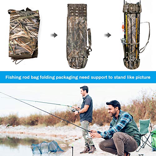 Allnice Fishing Tackle Bag Oxford Fishing Rod Case Portable High-Capacity Fishing Pole Carry Organizer Outdoor Waterproof Fishing Tools Storage Bag For Fisherman(Camo) #TOP6