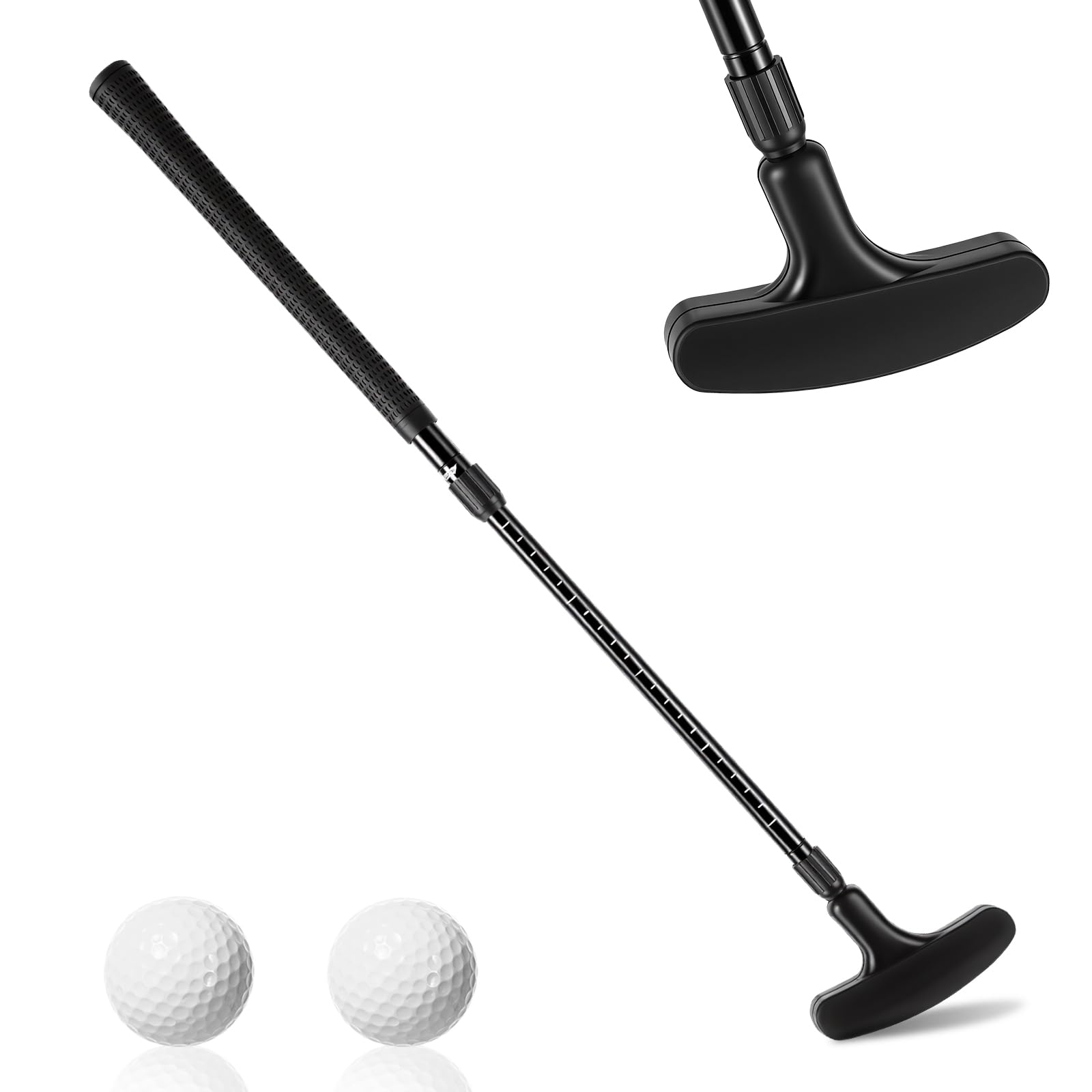 Golf Putter - Adjustable Golf Putters, Single Pack Unisex Mini Putter, Can Be Used By Both Left And Right Hands, Mini Golf Clubs Set Clubs with 2 Balls for Beginners & Experienced Players - Black