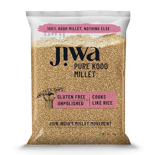 Image of Jiwa Pure Kodo Millet | Unpolished | Cooks In 15 Minutes | Positive Millet | Varagu /Arikelu /Hark /Varigu /Kodra Seeds |Ancient Grain | Low GI | Gluten Free | 1 Kg (Pack of 5)