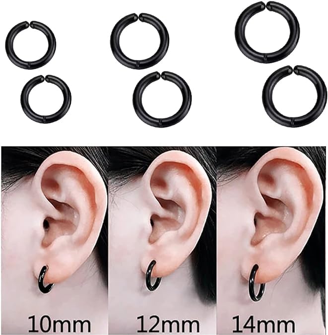 Image of El Regalo 3 Pairs of Unisex Non-Piercing, Clip On Earrings for Girls /Boys /Men /Wome- Surgical Stainless Steel Hypoallergenic Huggie Fake Earrings