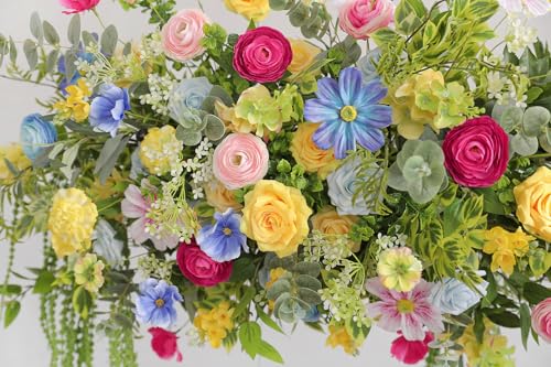 Serra Flora Artificial Flowers Combo Set Faux Flowers Bulk Flower Leaf with Stems for DIY Wedding Bouquets Centerpieces Baby Shower Party Home Decorations