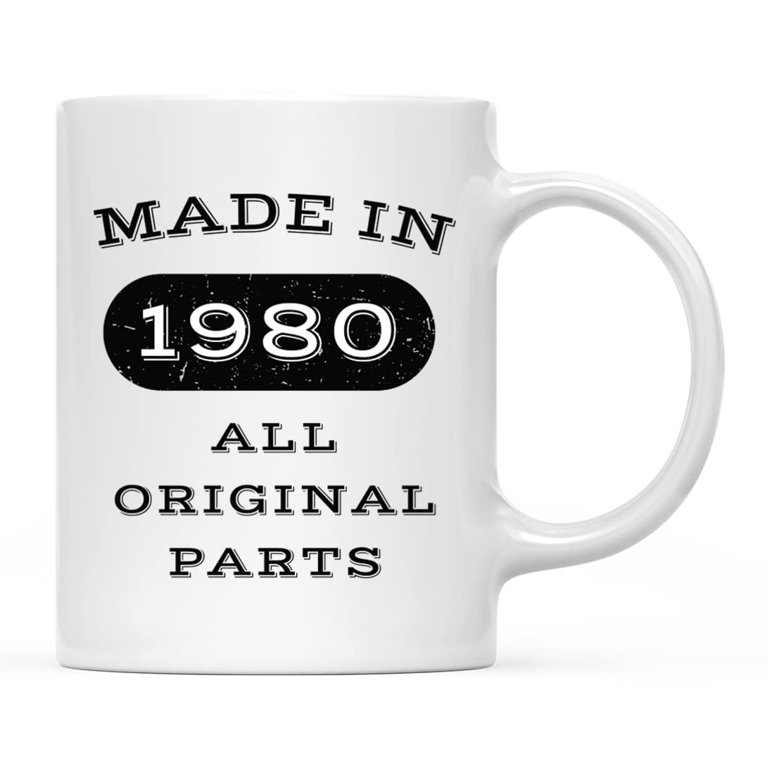 INKOLOGIE 11oz. Birthday Milestone Coffee Mug Gift, Made in 1980 All Original Parts, 1-Pack, 36th, 37th, 38th, 39th, Birthday, Anniversary