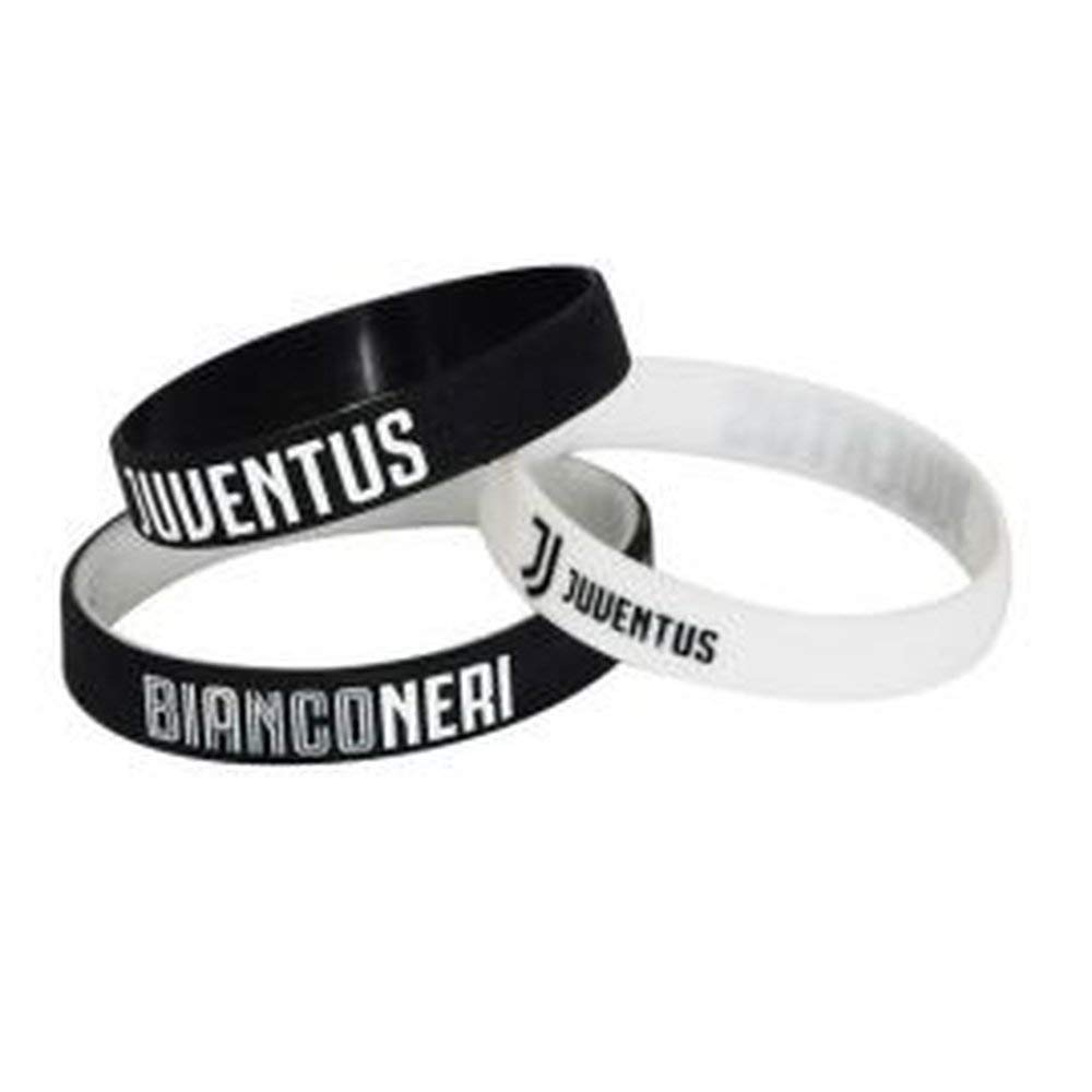 Kit Tifoso Juventus n 3 Juve bianconeri-Pallone da Calcio di Cuoio Juventus + Bandiera Ufficiale Nera 135x95 cm + 3 Braccialetti della Juventus