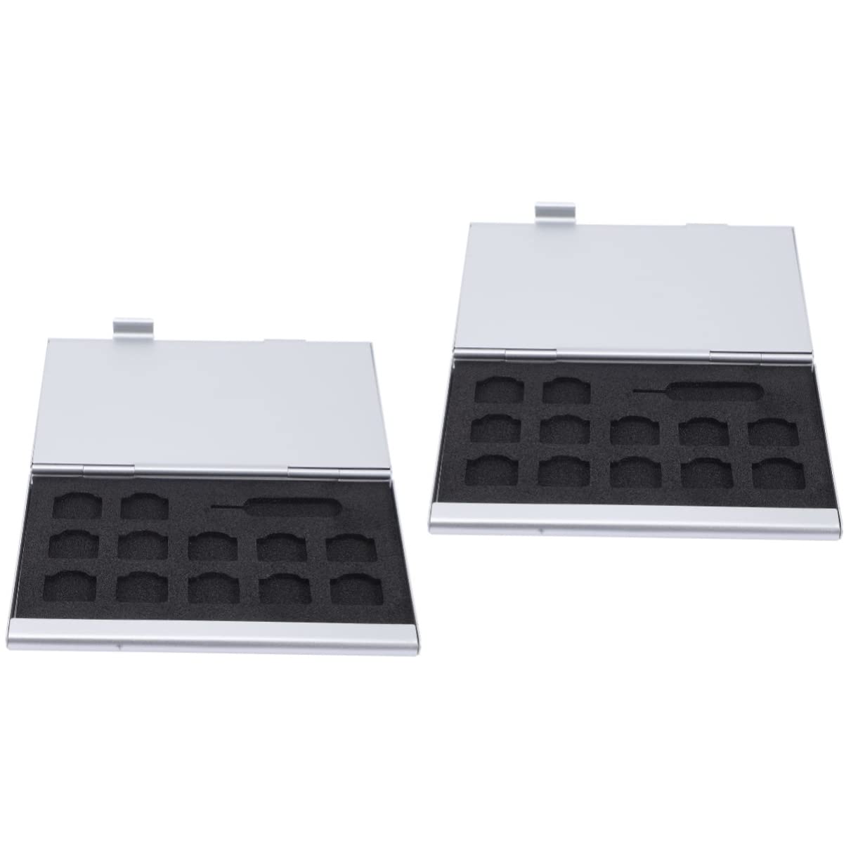 NAMOARLY 2pcs Phone Card Storage Case Aluminum Sim Memory Card Protector Compact Organizer for Travel Anti-Lost Ergonomic Design for Easy Access Durable and Lightweight Holder