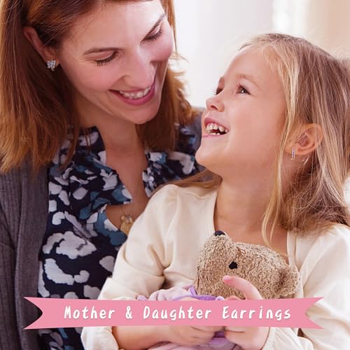 925 Sterling Silver Post Small Hoop Earrings For Girls - Hypoallergenic Huggie Earrings for Women Cute Heart Flowers Butterfly Star Cubic Zirconia Cartilage Earrings For Sensitive Ears 4Pairs4