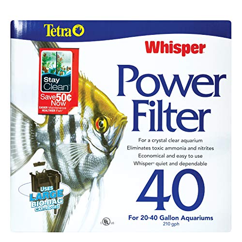 Image of Tetra Whisper Power Filter for Aquariums, 3 Filters in 1, Black & Gray, Up to 40-Gallons (Pack of 12)