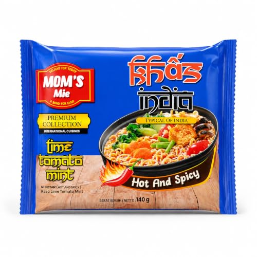 Image of Mom's Mie Lime Tomato Mint Instant Noodles 140g | Vegetarian Thai Instant Ramen | Tangy & Refreshing Gourmet Soup | Imported Thai