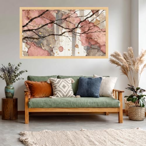 Impression d'art branches florales or et rose sur toile - 3