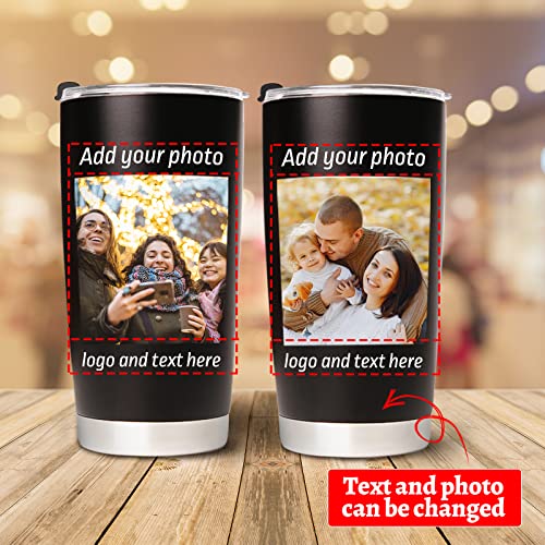 Petalsun Personalized Coffee Tumbler with Pictures Text Name, Custom Stainless Steel Tumbler, Coffee Travel Mug Cup 20 Oz, Personalized Fathers Birthday Gifts for Mom Dad Friends - Image 3