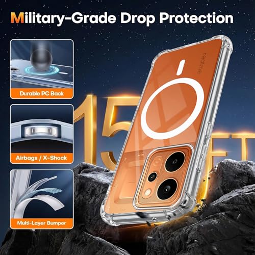 Image of Jkobi Shockproof Crystal-Clear Back Cover for Realme P4 Power 5G | Realme Narzo Power (Magsafe Wireless Support | Drop & Camera Protection | Hard Polycarbonate)