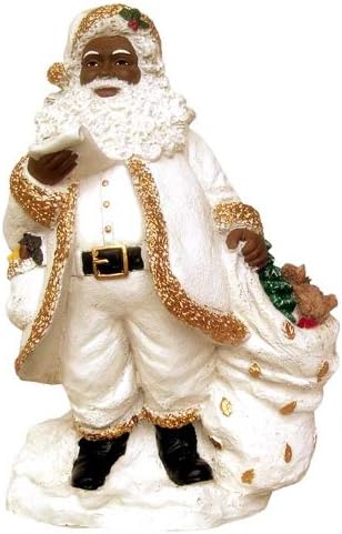 Ebony Treasures African American Santa with The List in White