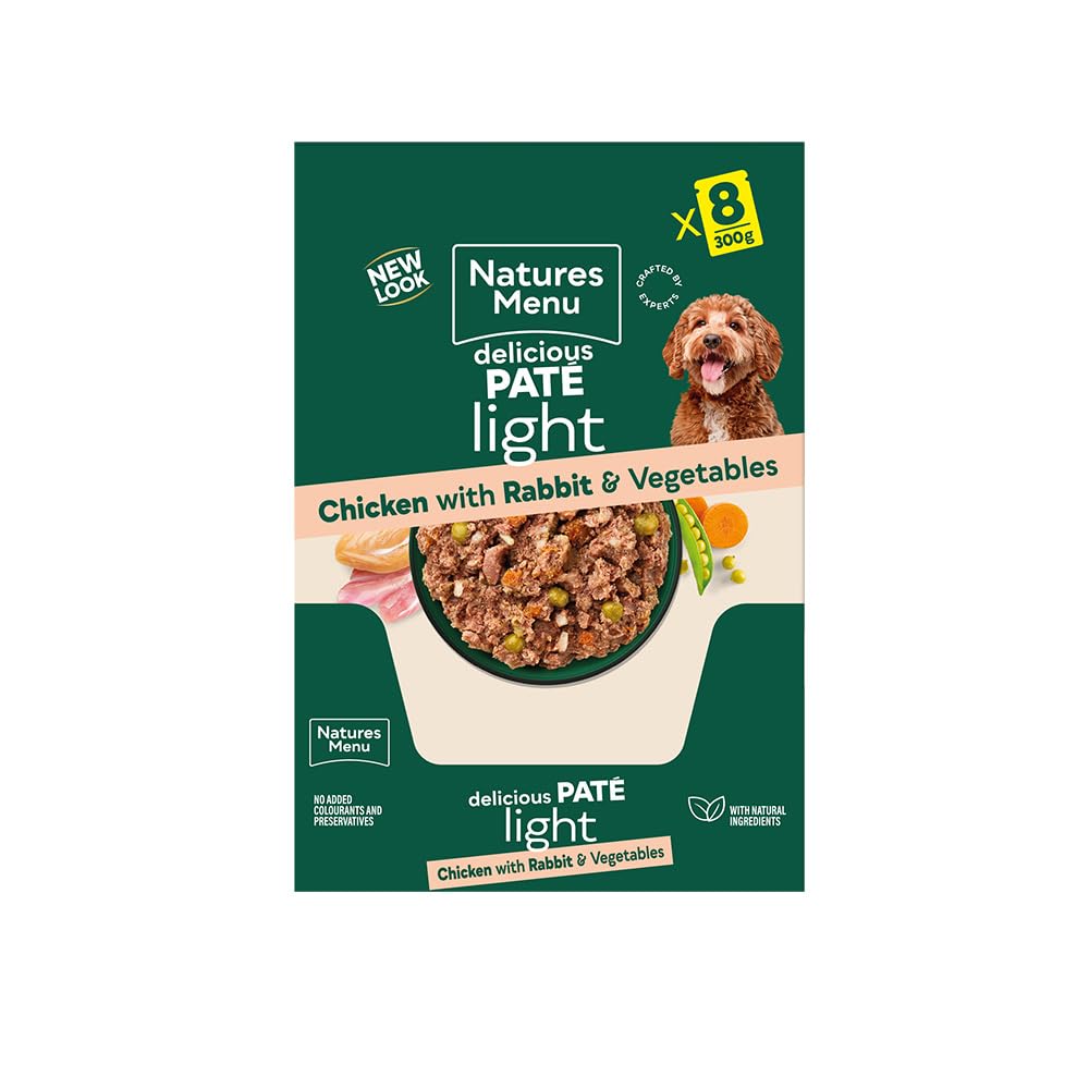 Natures Menu - Wet Dog Food - Pouches for Adult Dogs Light with Chicken and Rabbit - 8 x 300g