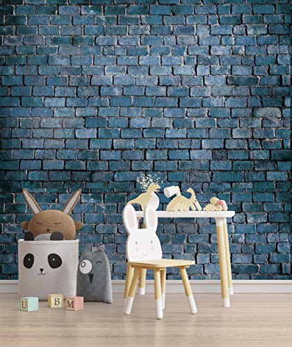 Image of DWELLSINDIA 3D Brick Midnight Blue Self Adhesive Wallpaper Waterproof, Scratch Resistant, Laminated 41cmx244cm