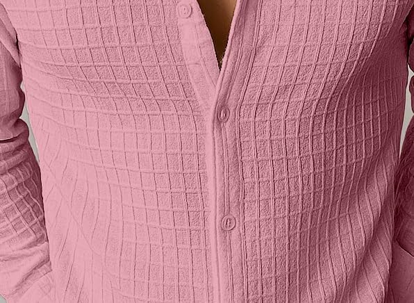 Image of Men's Casual Button Down Shirts Long Sleeve Linen Shirt Fashion Textured Beach Summer Shirts| Men Stylish Shirt | Men Fancy