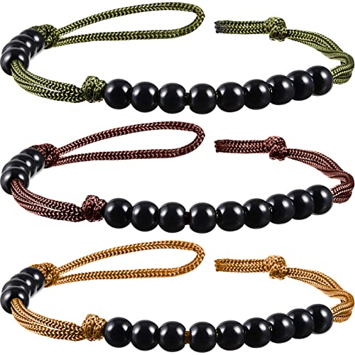 3 Pieces Pace Beads Cord Beads Pace Counter for Camping Hiking Outdoor Accessories, 9 Inches in Length(Simple Style)