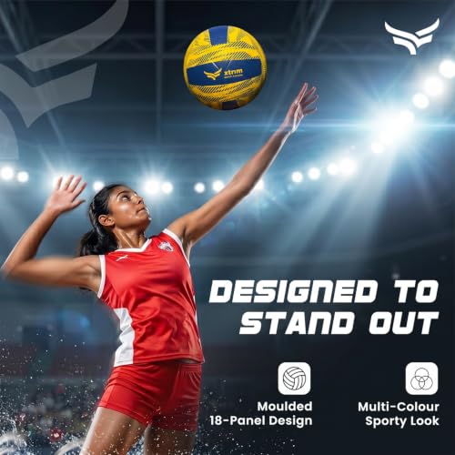 Image of Xtrim Volleyball, Size 4, for 12 Years & Above, Adults & Beginners, 18 Panel Design, Rubber Moulded Ball with Butyl Thread Wound Bladder, Water Resistant, Outdoor Sports Ball, Superb Air Retention