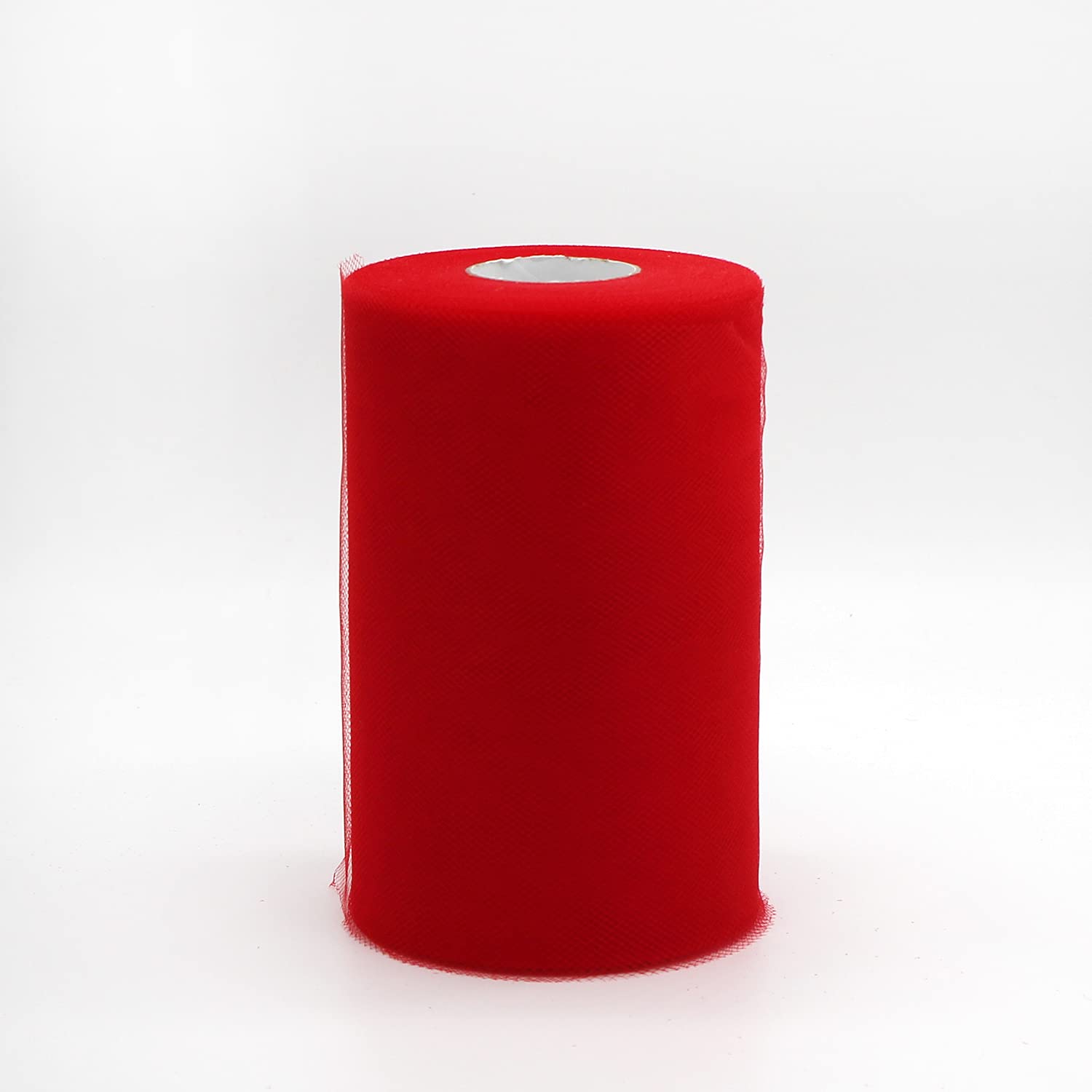Photo 1 of 2pcks of Tulle Rolls, 6 Inch Tulle Fabric Spool/Roll,Wedding Tulle Fabric Bolt Spool for Tutu Skirt Crafting Favors Pew Bow Party Decorations (6“ x 100 Yards, Red) 6“ x 100 Yards Red