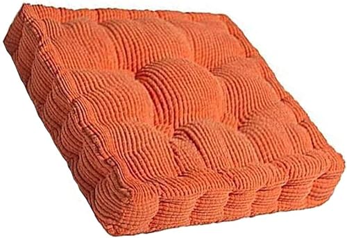 ANSDMO Floor Pillows & Cushion Large Indoor Patio Cushions Outdoor Chair Pads Premium Comfortable Thick Fiber Fill Tufted Soft Seatback Seating Pouf for Window Office Dining Home Car (Orange)