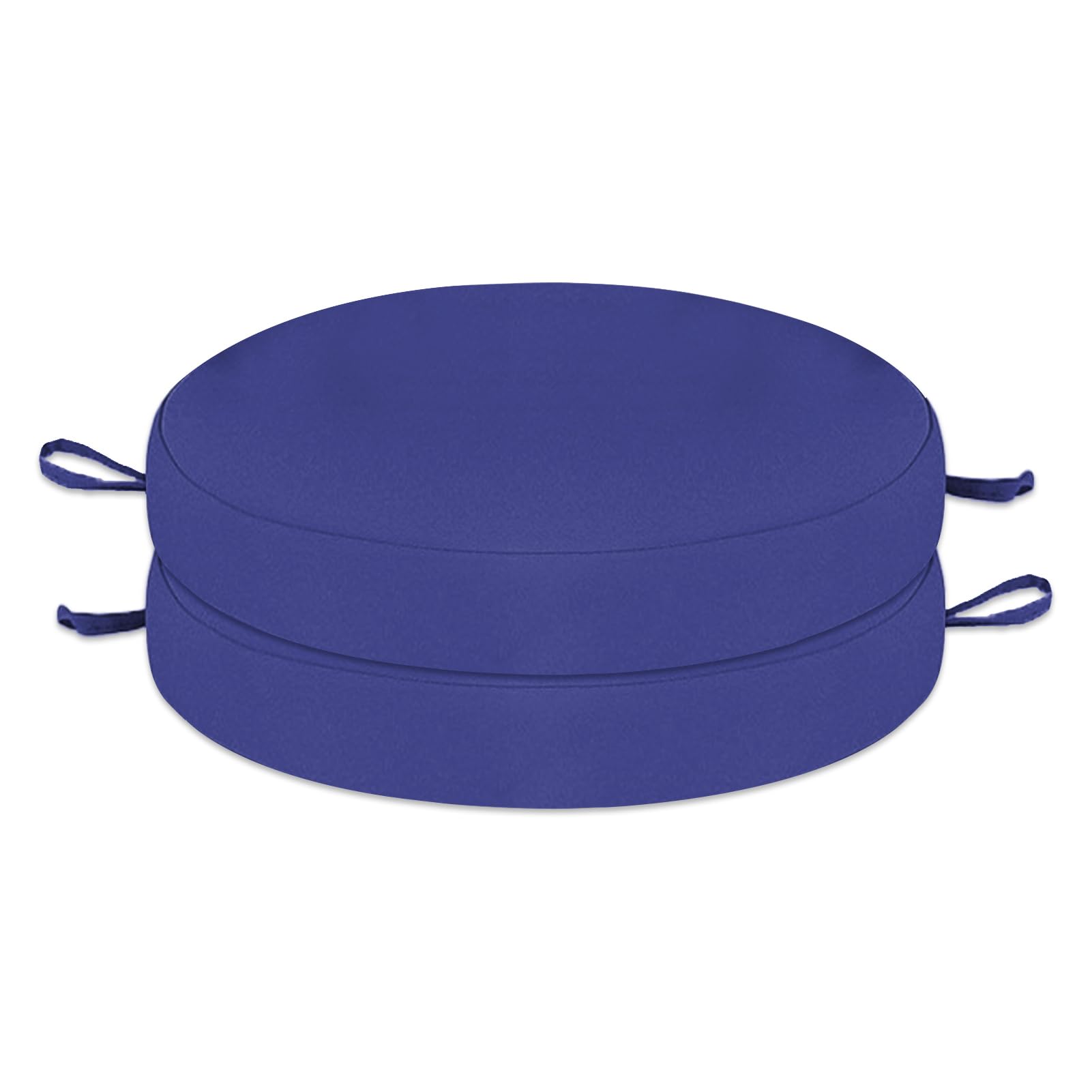 Wokuaile Outdoor Bistro Chair Cushions Set of 2, Waterproof Outdoor Round Seat Cushions with Ties for Home Garden Furniture, Blue, 16x16x2 In