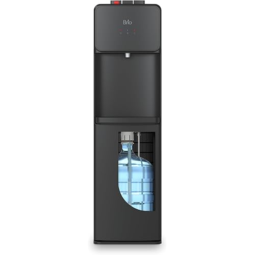 Brio 130 Series Bottom Load Water Cooler Dispenser for 5 Gallon Bottles, Hot, Room & Cold, Great for Home or Office, Child Safety Lock, Empty Bottle Alert, Energy Star 3.0, Black