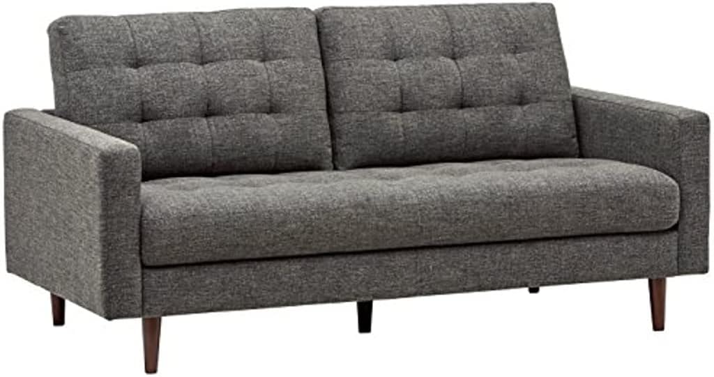 Rivet Mid-Century Tufted Apartment Sofa, 72" W, Dark Grey