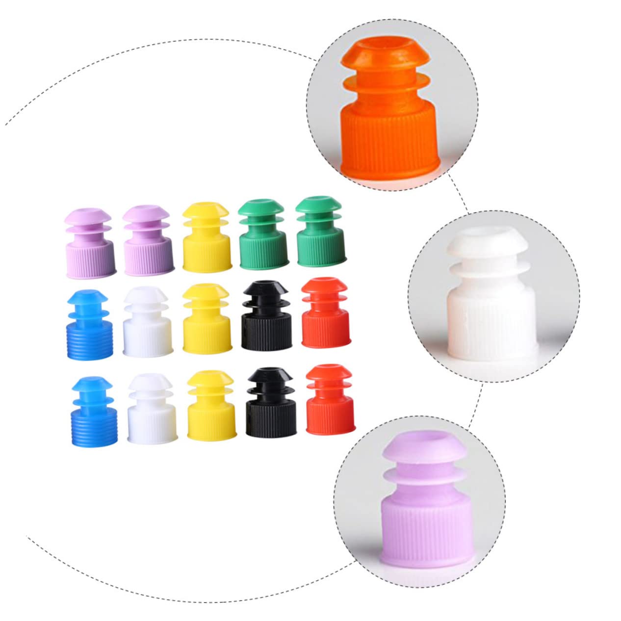 Unomor 5sets Cone Shaped Test Tube Plug Bottle Stopper 12mm Plastic Sealing Plug Set for Medicine Chemistry Scientific Research 100pcs*5 Random Color