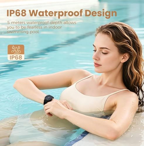 Image of KEEPONFIT Smart Watches for Women Android /iPhone, Fitness Tracker with Bluetooth Calls (Charcoal)