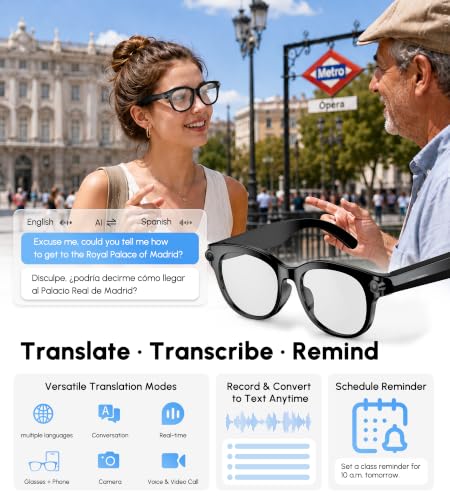 AI Smart Glasses with Camera, 4K 8MP Video Recording Glasses, 3‑Set Lenses - image 4