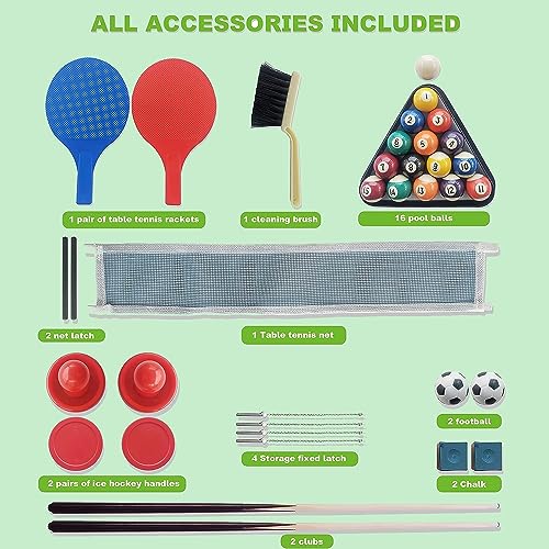 HLC Tischkicker Spieltisch 4 in 1 Multi Spieltisch Kicker Multigame Spieletisch Klappbar Teleskopstangen Spieltisch Multifunktionstisch Billard Tischtennis Tischhockey 123 * 61 * 80CM, Mehrfarbig – Bild 7