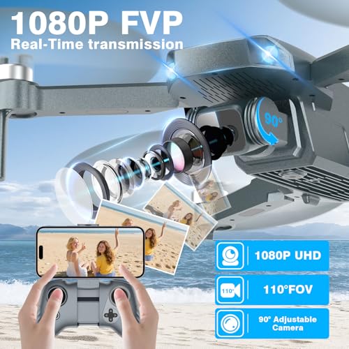 FPV Drone with Camera 1080P HD - Foldable RC Quadcopter for Adults Beginners Kids, Voice Control, Gesture Selfie, Headless Mode, 2 Batteries 30 Min Long Flight Time, Portable Travel Case, Beginner Friendly Drone - Image 3