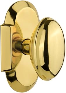 Nostalgic Warehouse Cottage Plate with Homestead Door Knob, Passage - 2.75", Polished Brass
