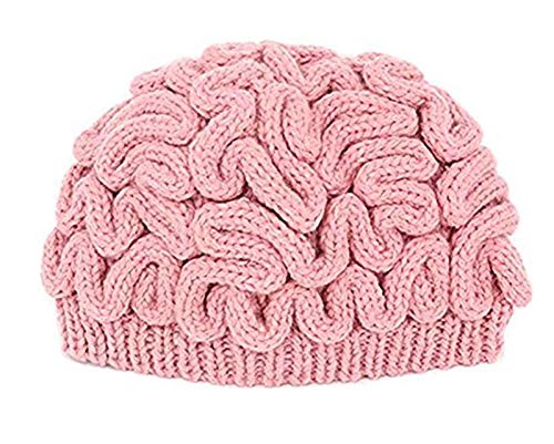 Yanobia Gorro de punto unisex hecho a mano, diseño de cerebro, color rosa