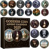 2025 Goddess Coin Advent Calendar - 24 Divine Feminine Themed Collectible Coins with Medusa Witch for Coin Collectors Mythology Lovers, Advent Calendar 2025, Unique Holiday Gift for Her