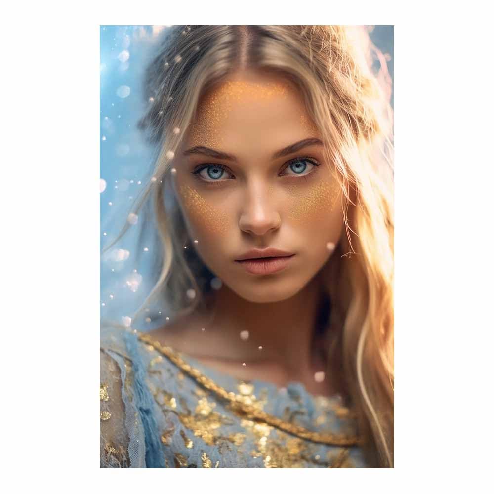 Décoration murale vintage portrait féminin affiche toile bleu clair - 8