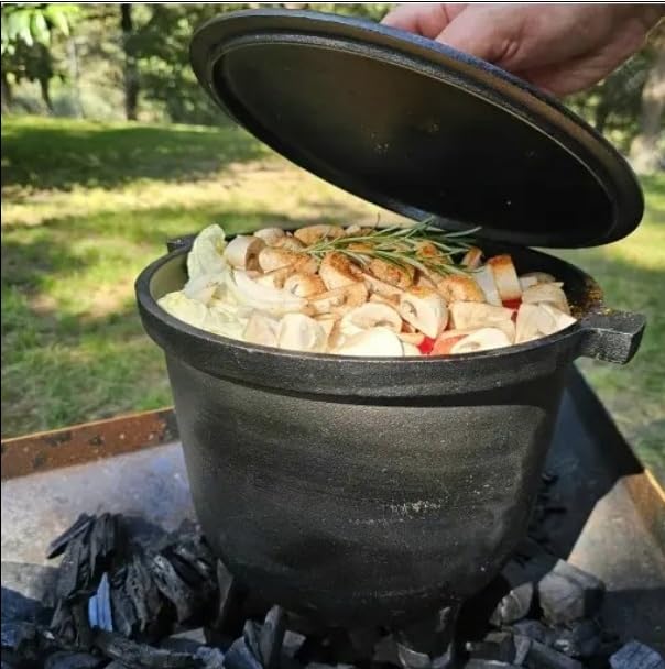 BDW Chaudron en fonte avec trois pieds, marmite de chasse hongroise, 8 litres, avec couvercle et pieds, chaudière de sorcière, marmite à griller Cauldron