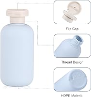 Vista 3 de Botellas de champú de viaje de plástico de 6.8 onzas, botellas exprimibles recargables con tapa abatible para artículos de tocador, recipiente