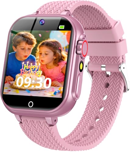 wepfum Kids Smart Watch for Girls Ages 5-12 with 32 Games, HD Touch Screen, Camera, Video/Audio Recording, Music Player, Alarm Clock 12/24, Christmas 4 5 6 7 8 9 10 Year Old Girl Birthday Gift