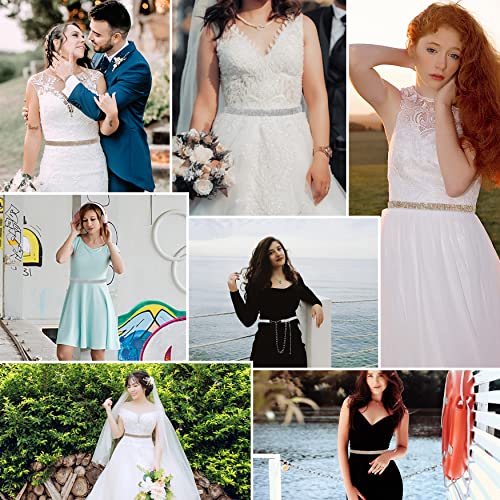 Lovful Multi-Row Rhinestone Belt,Crystal Waist Chain Belt for Women,Sparkly Glitter Wedding Belts4