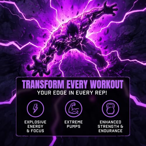 Image of Outrage Ultra HIGH STIM Pre-Workout Powder for Men | 400mg Caffeine, L-Citrulline, Beta-Alanine, Creatine | Extreme Energy, Focus, Strength & Endurance (30 Servings, Frosty Grape)